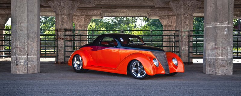 Orange Custom Car — Dramatic, Afternoon, Photograph