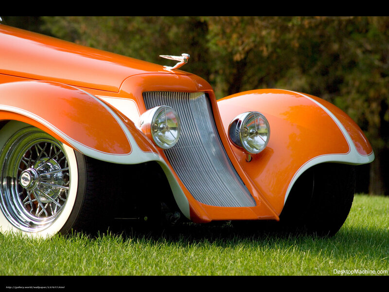 Orange Custom Car — Serene, Afternoon, Photograph, Grass, Trees