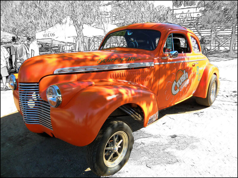 Orange Custom Car — Vibrant, Afternoon