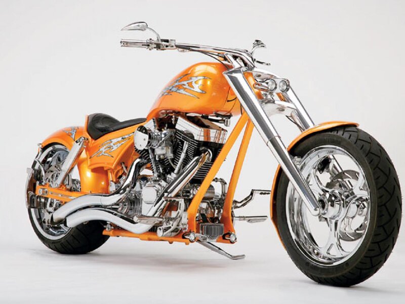 Orange Custom Chopper Motorcycle — Neutral