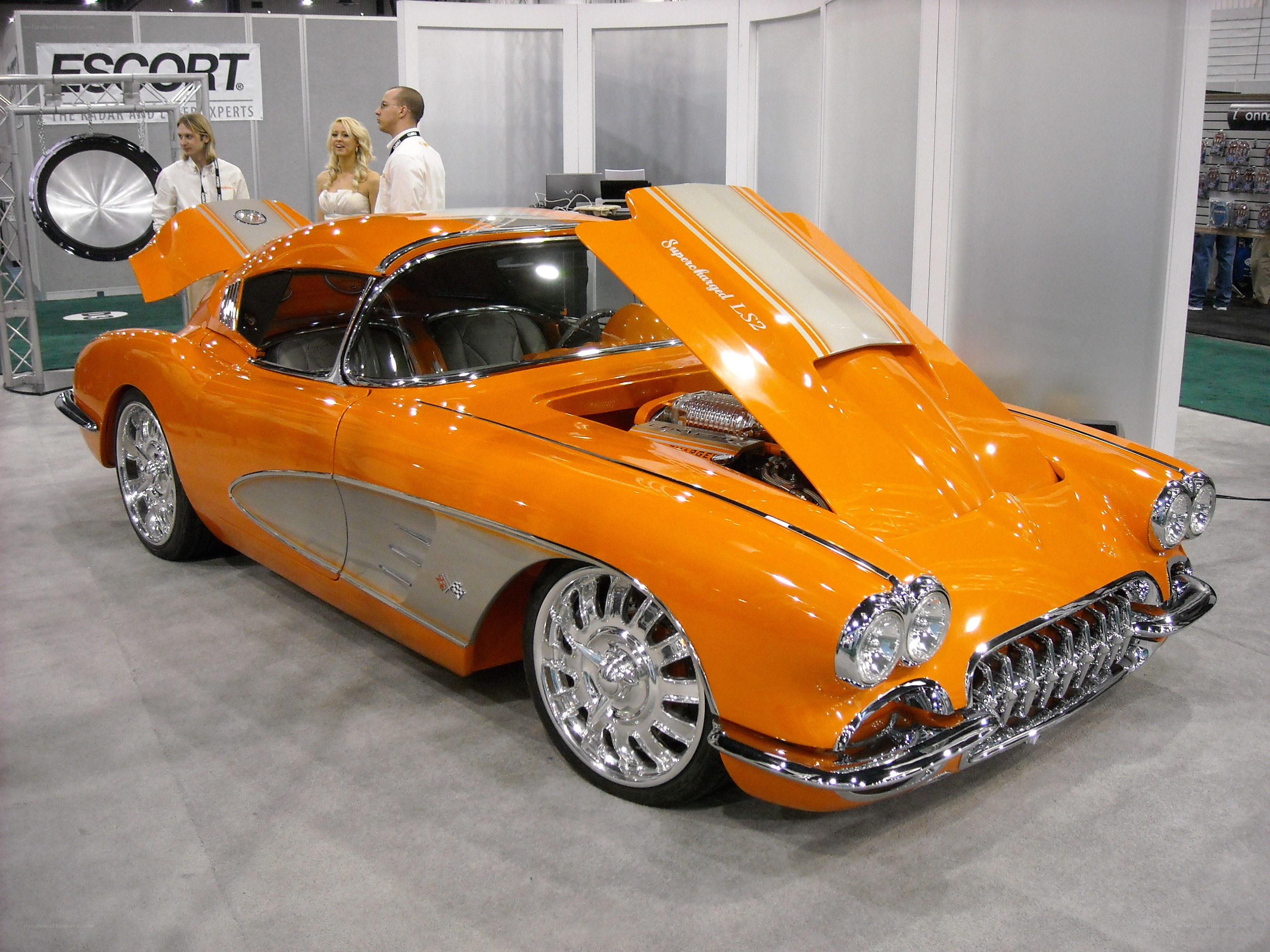 Orange custom Corvette at show