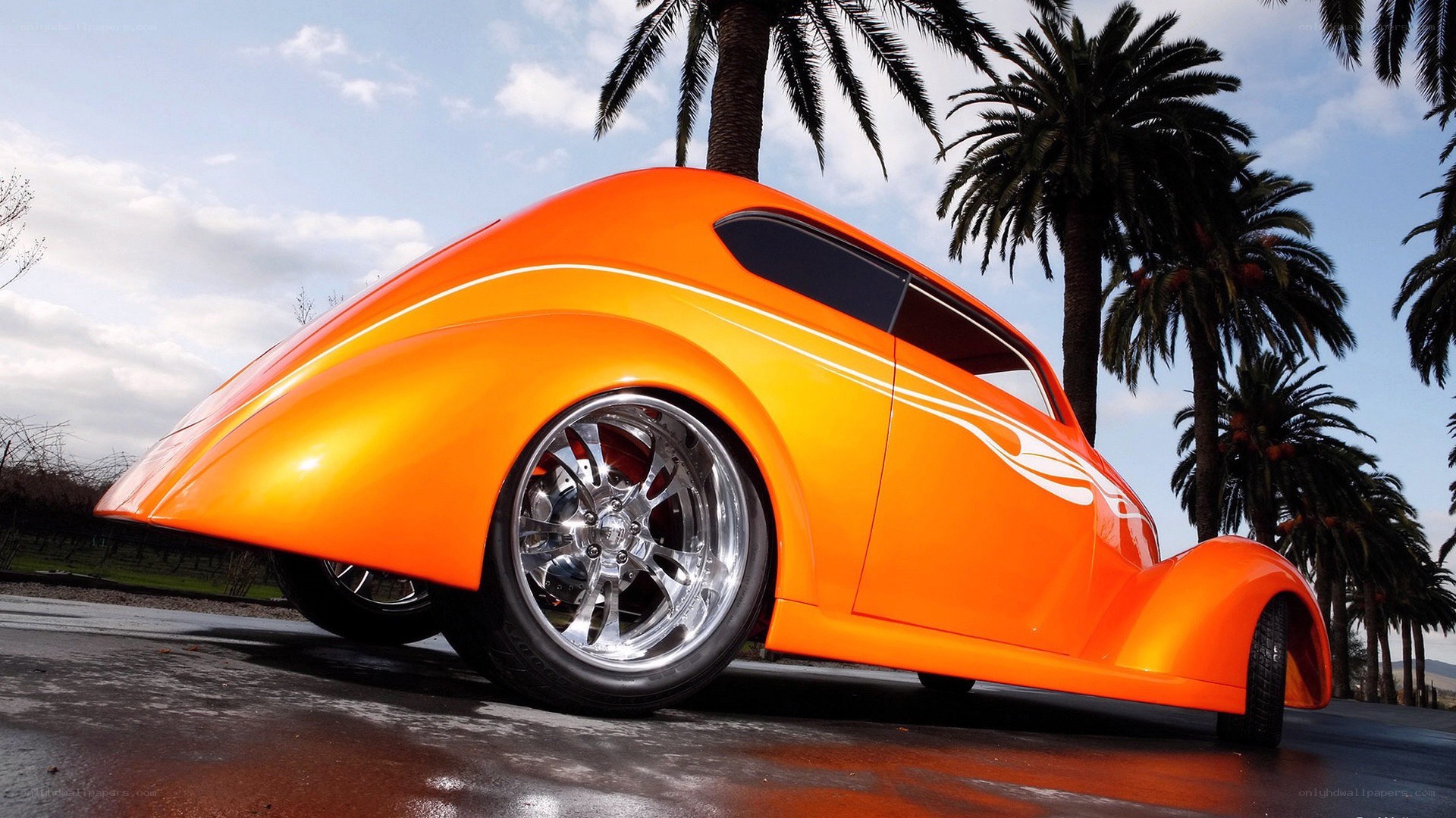 orange custom hot rod car