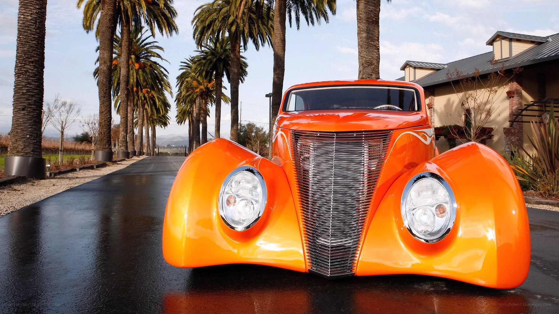 Orange custom hot rod car