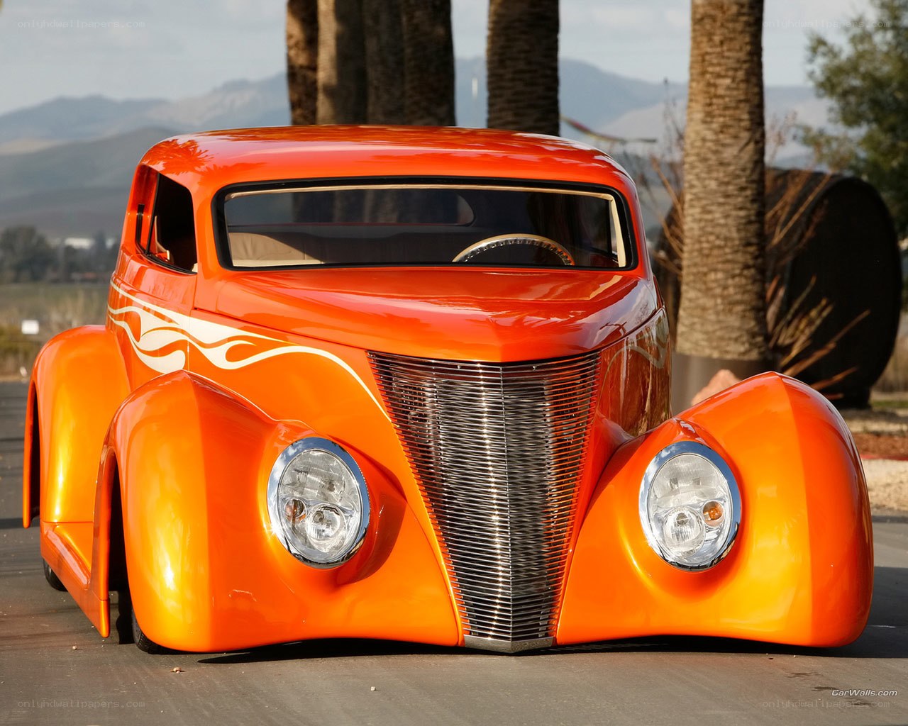 Orange custom hot rod car