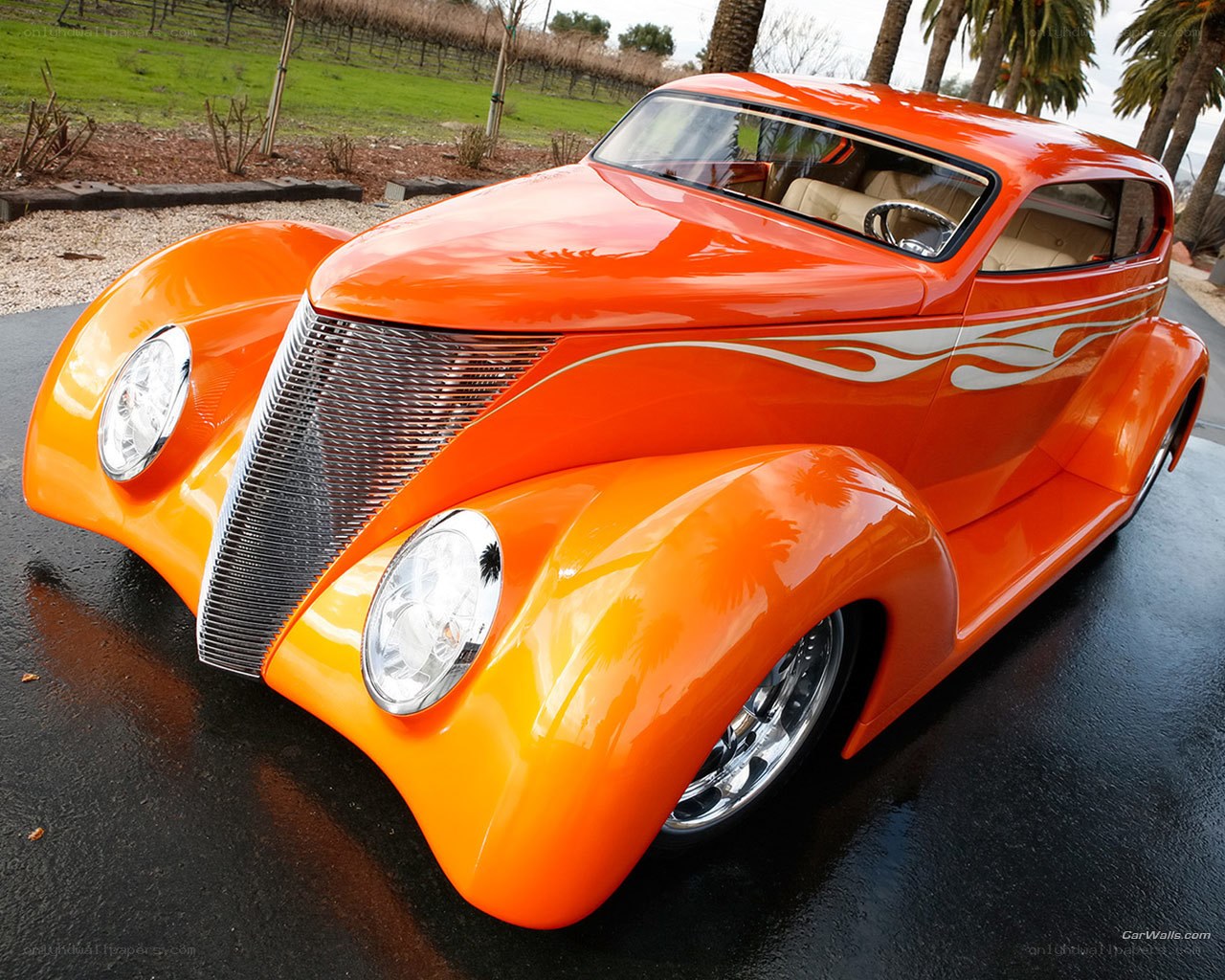 orange custom hot rod car