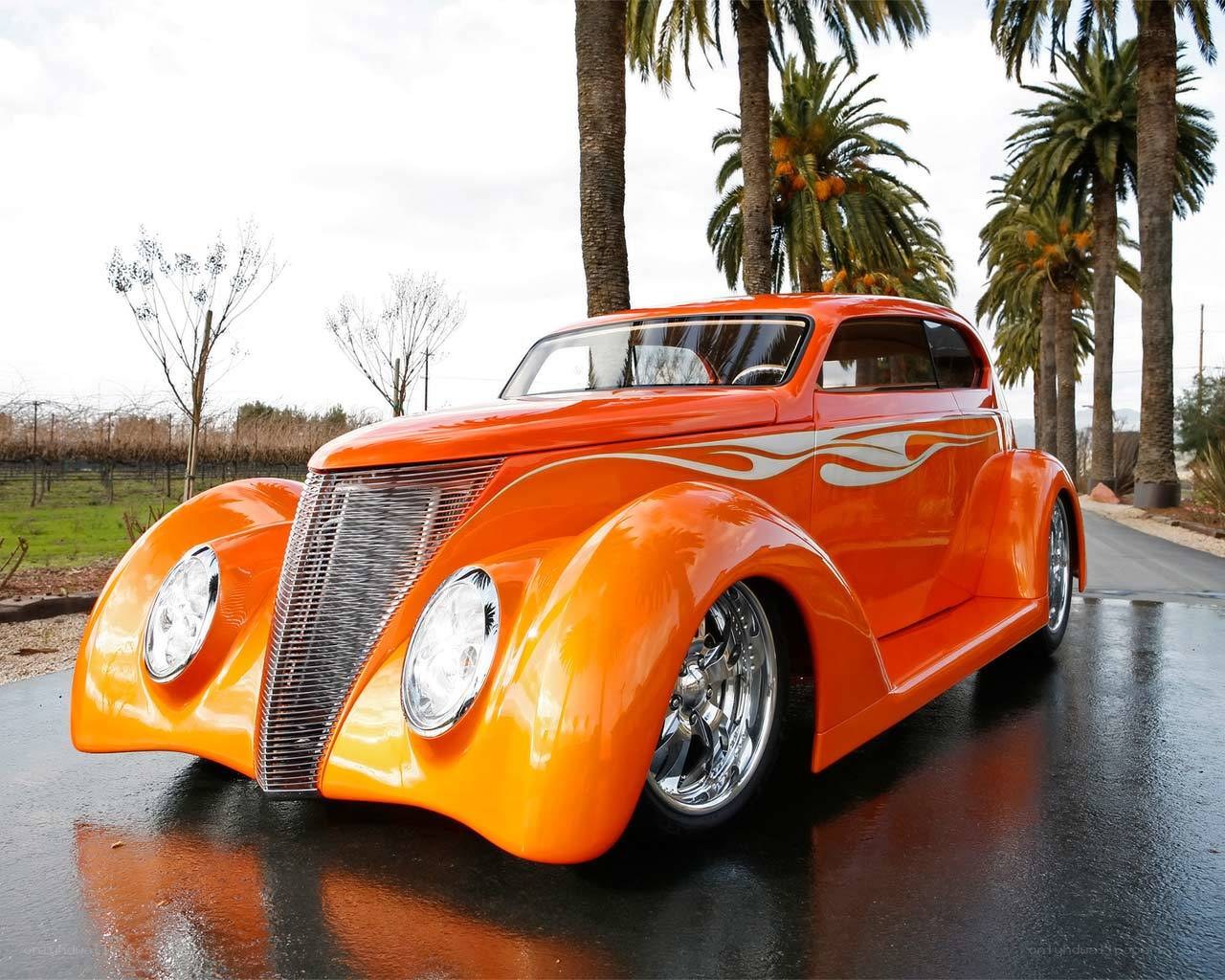 Orange custom hot rod car