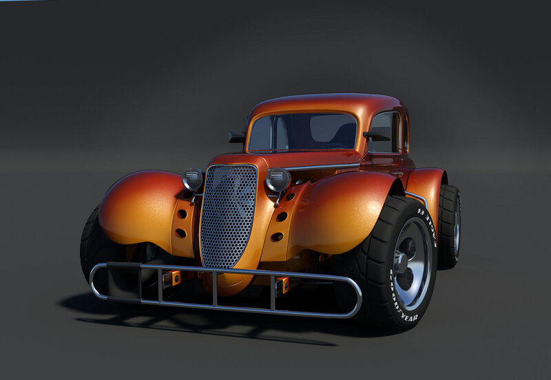 Orange Custom Hot Rod — Dramatic