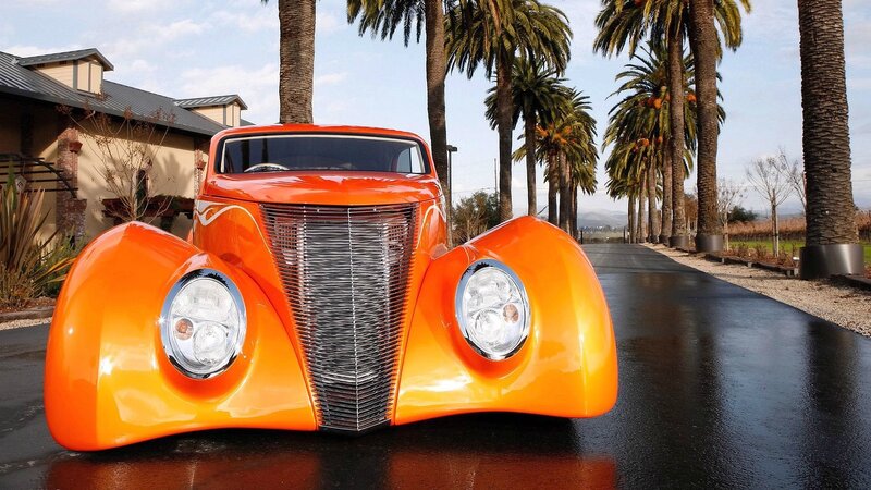 Orange Custom Hot Rod — Serene, Afternoon, Photograph