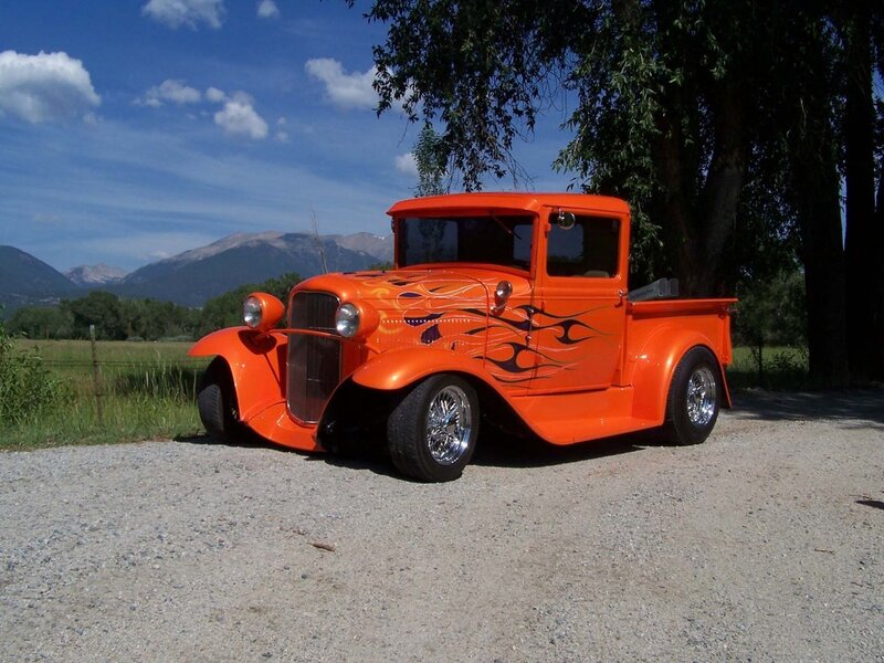 Orange custom hot rod truck