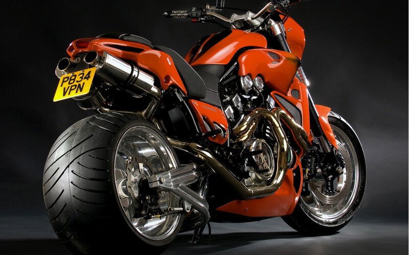 Orange custom motorcycle