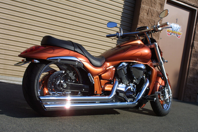 Orange Custom Motorcycle — Dramatic