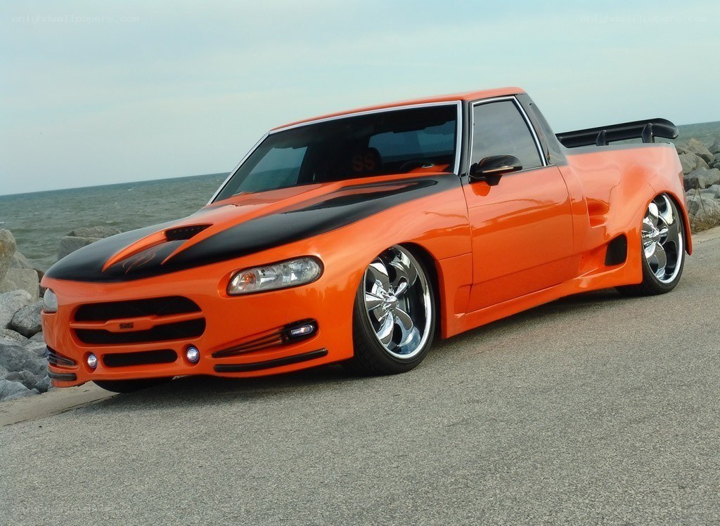 orange custom pickup truck