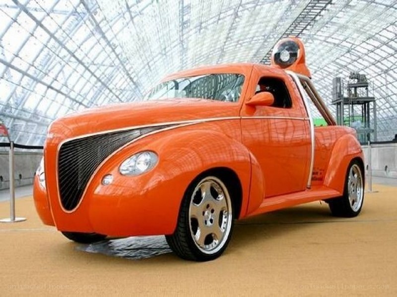 orange custom pickup truck