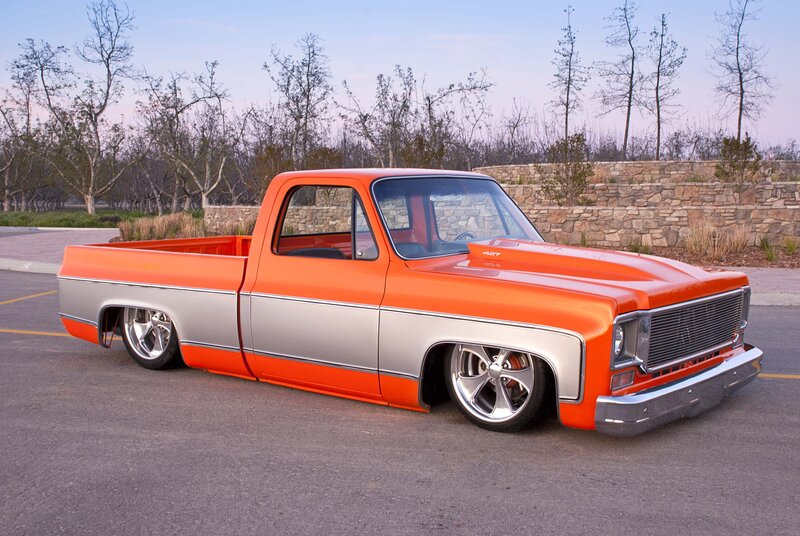 Orange Custom Pickup Truck — Calm, Sunset
