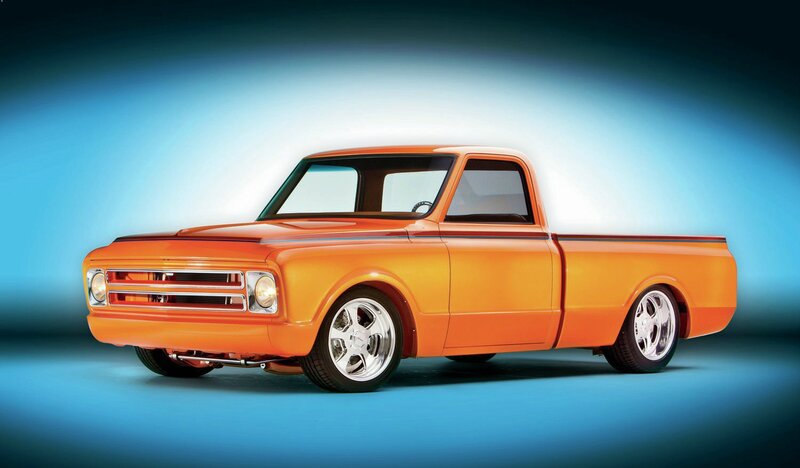 Orange Custom Pickup Truck — Dramatic, Photograph