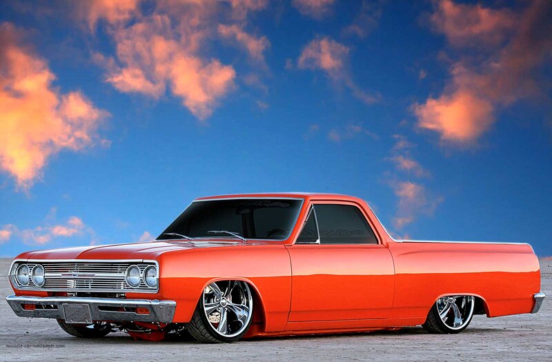 Orange Custom Pickup Truck — Dramatic, Sunset, Photograph