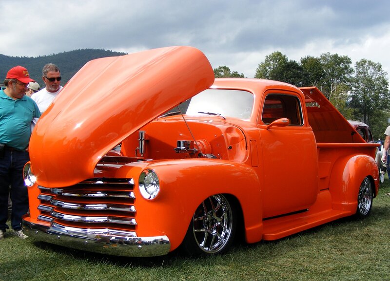 Orange Custom Pickup Truck — Outdoor, Afternoon