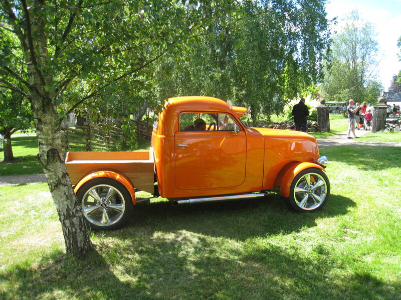 Orange Custom Pickup Truck — Outdoor, Summer