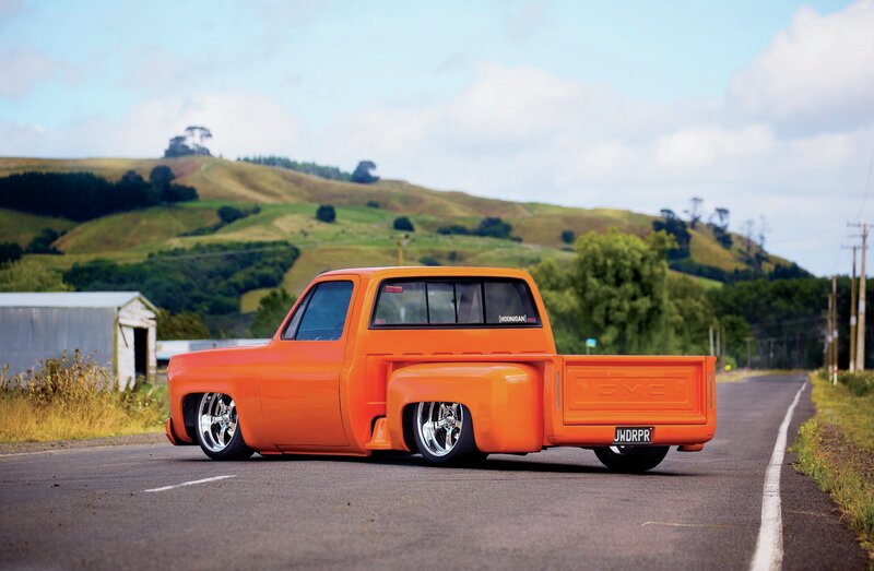 Orange Custom Pickup Truck — Serene, Afternoon