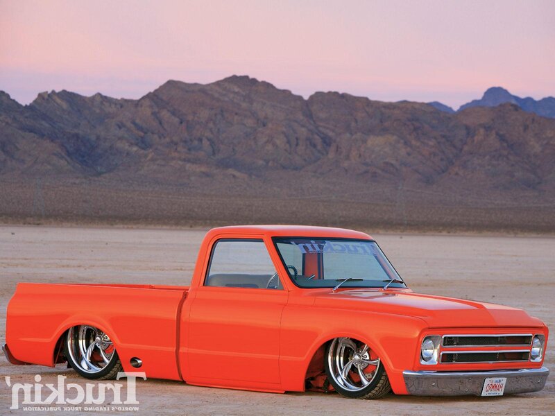 Orange Custom Pickup Truck — Serene, Sunset, Photograph