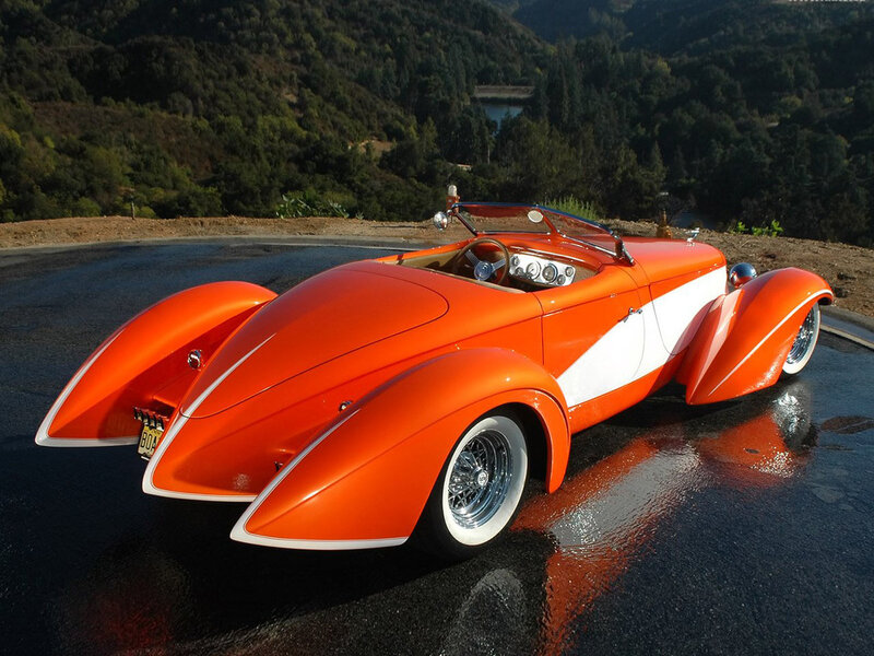 Orange Custom Roadster — Dramatic, Afternoon