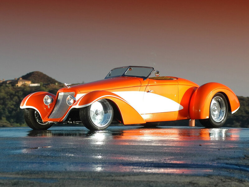Orange Custom Roadster — Dramatic, Sunset, Photograph