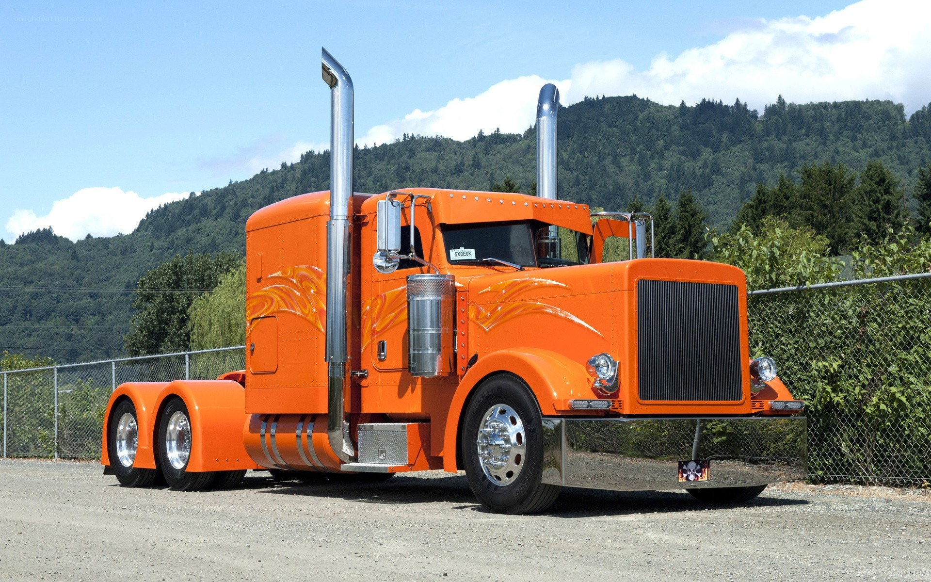 orange custom semi-truck