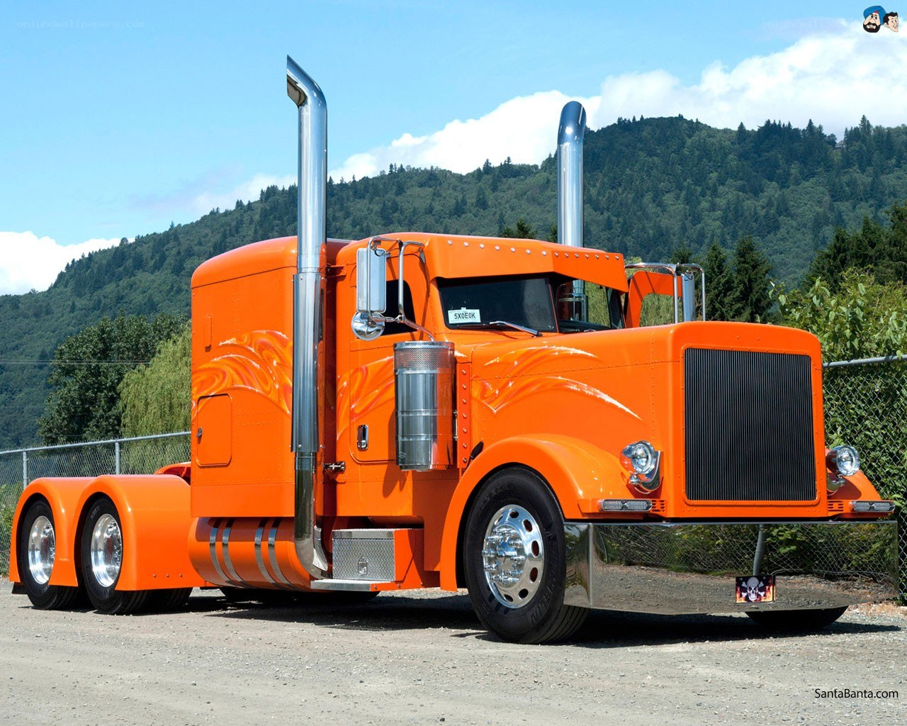 orange custom semi-truck