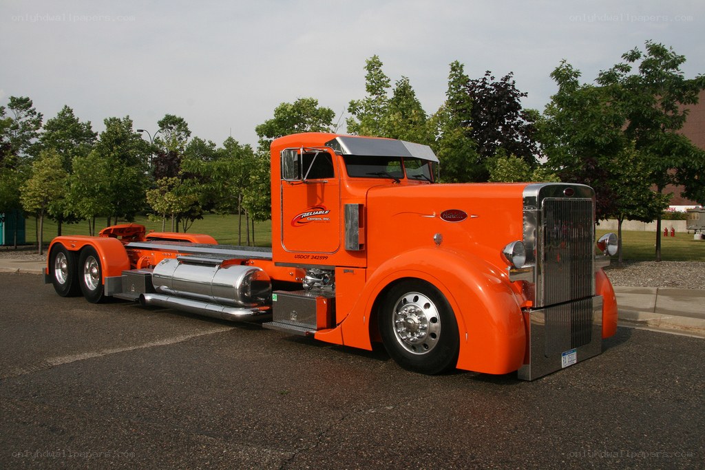 orange custom semi-truck