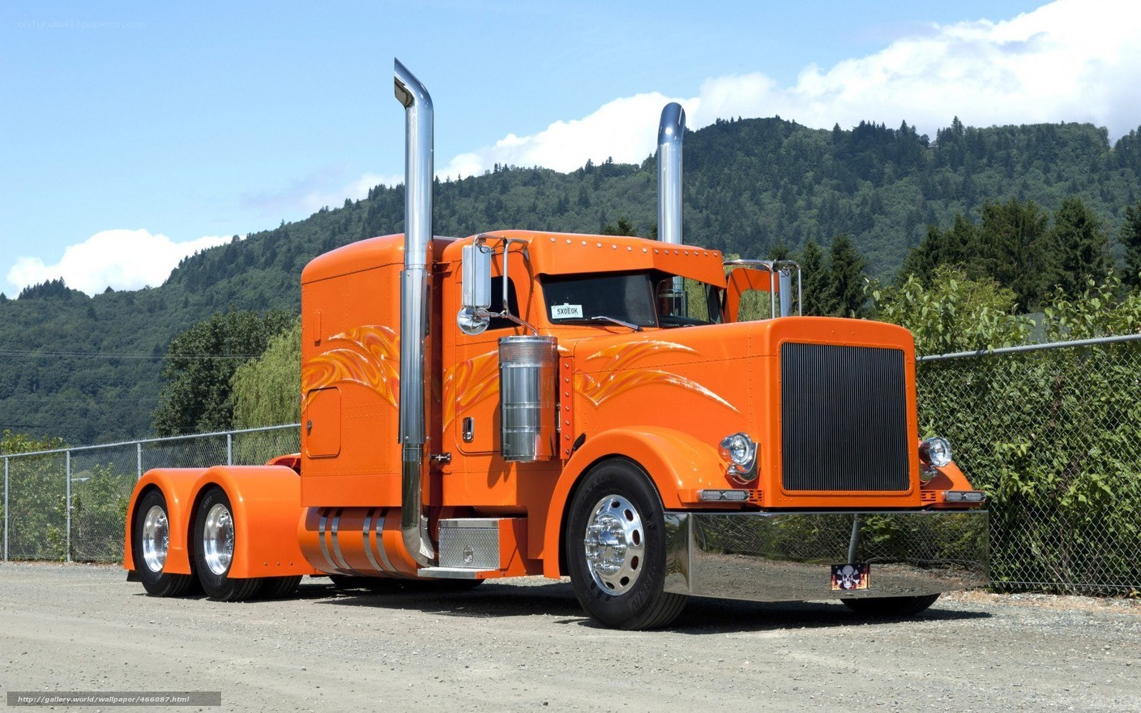 orange custom semi-truck