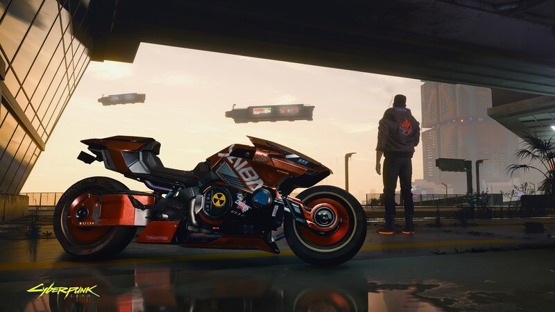 Orange Cyberpunk Motorcycle