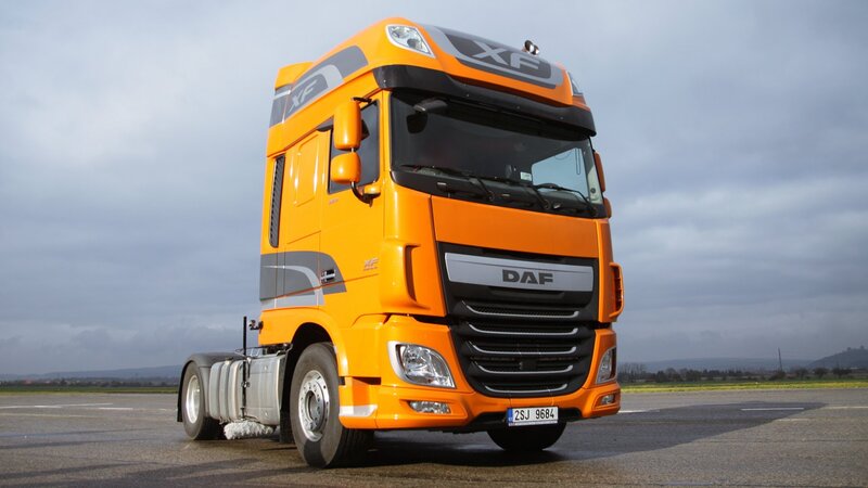Orange DAF XF Truck