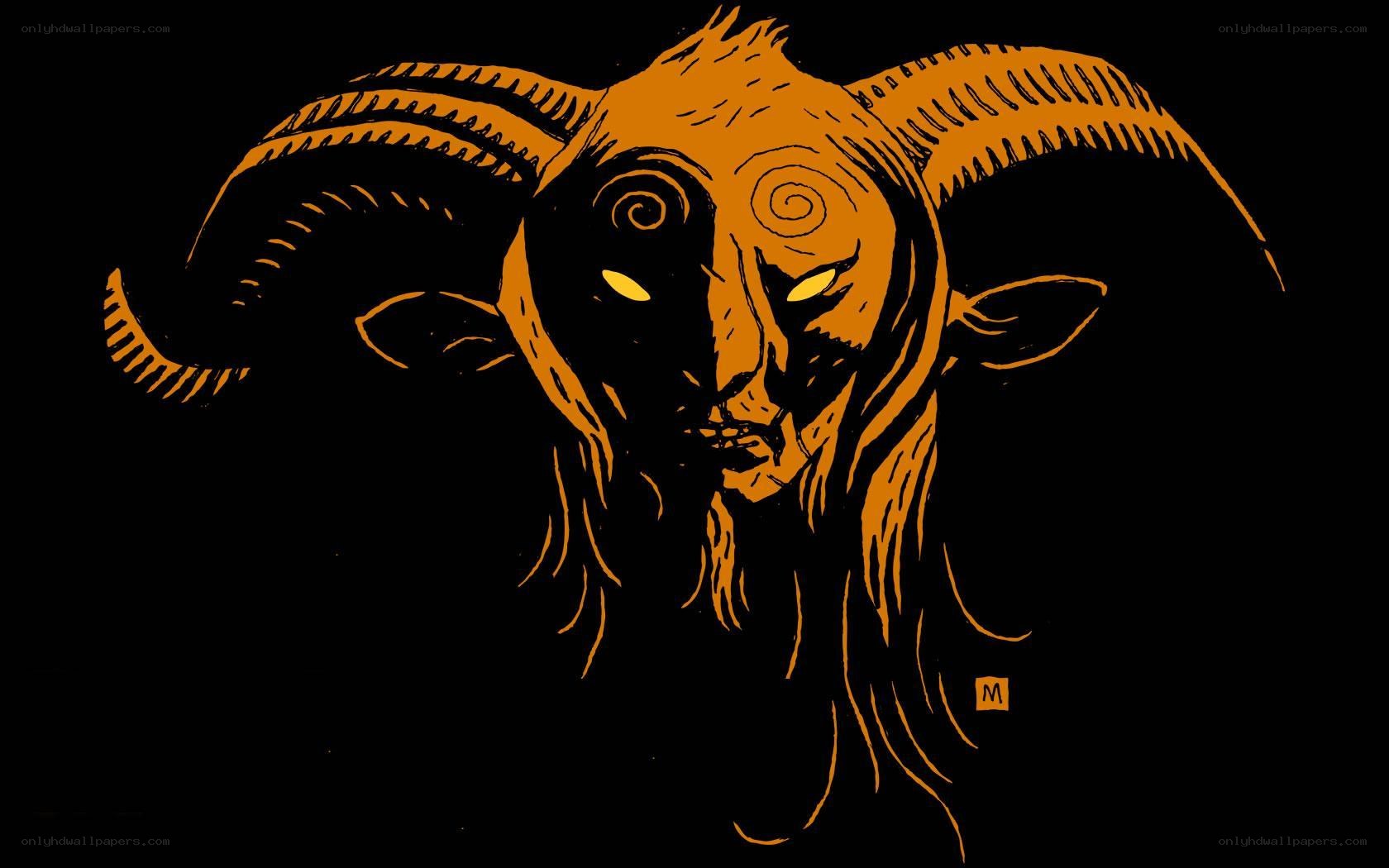 orange demon goat head