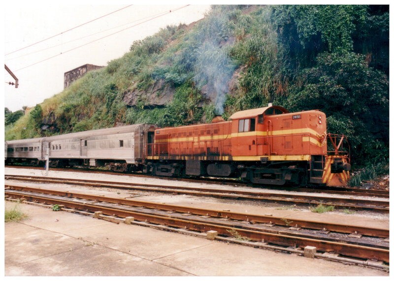 Orange Diesel Locomotive — Industrial