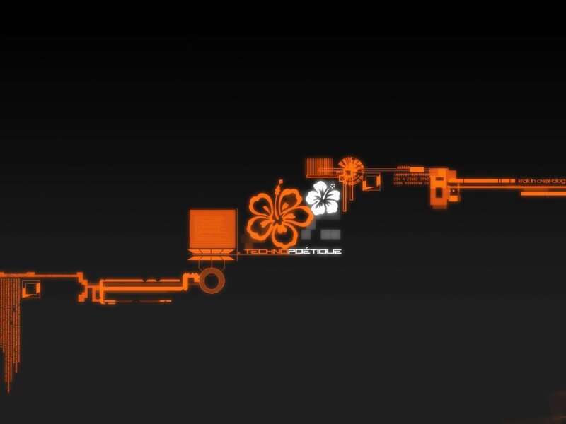 orange digital floral design