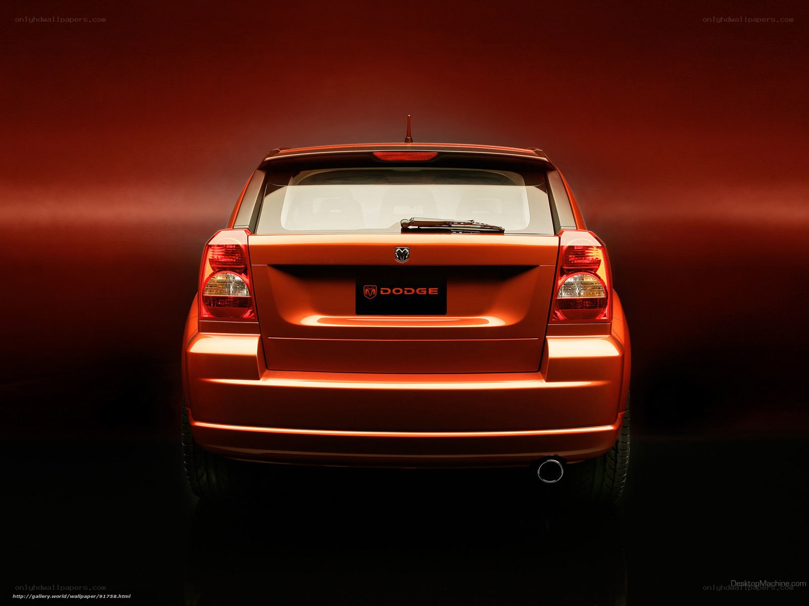 Orange Dodge Caliber rear view