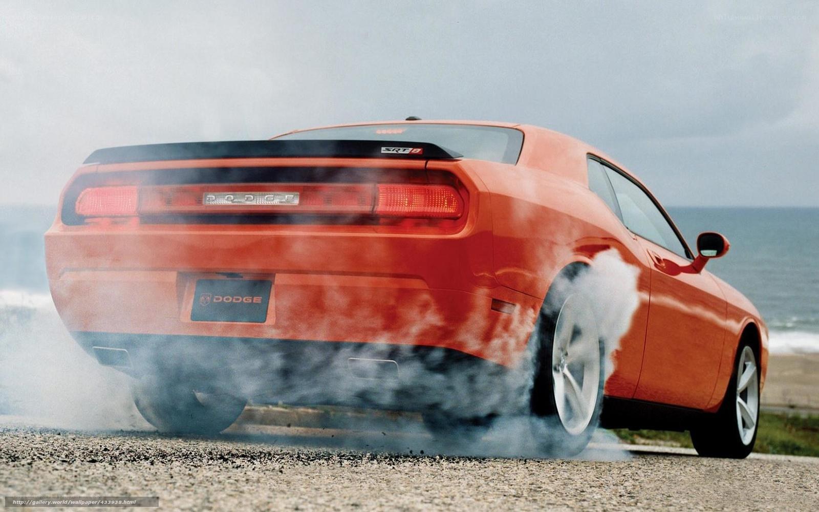 Orange Dodge Challenger burnout
