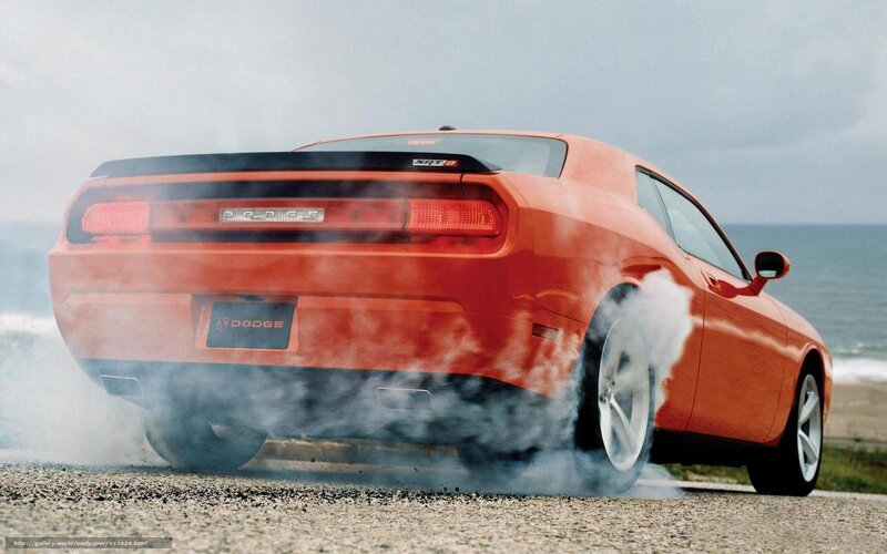 Orange Dodge Challenger — Dramatic, Photograph, Car