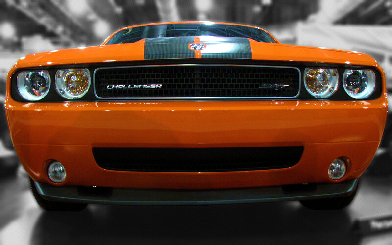 Orange Dodge Challenger — Dramatic, Photograph