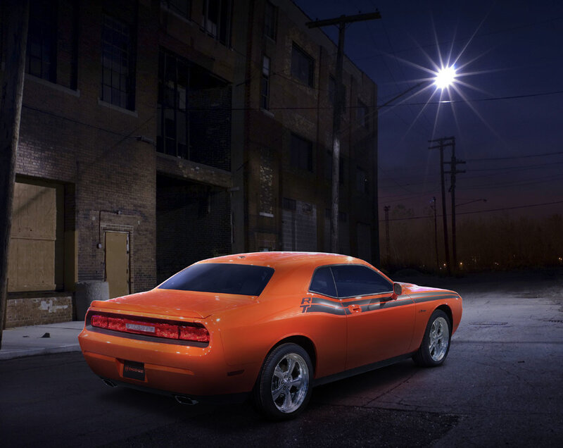 Orange Dodge Challenger — Dramatic