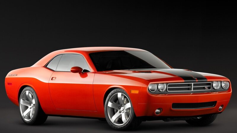 Orange Dodge Challenger muscle car