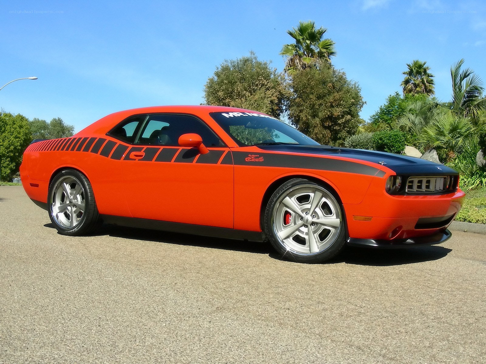 Orange Dodge Challenger muscle car
