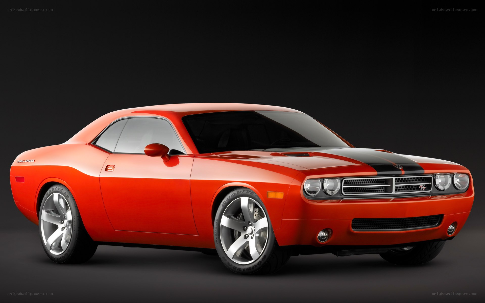 Orange Dodge Challenger muscle car