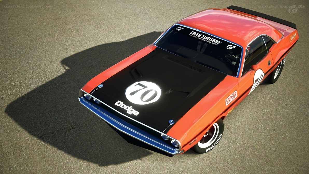 Orange Dodge Challenger race car