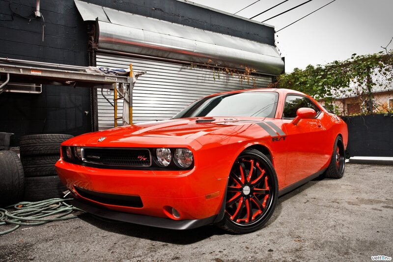 Orange Dodge Challenger — Red, Dramatic, Photograph, Car