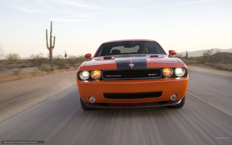 Orange Dodge Challenger SRT in desert
