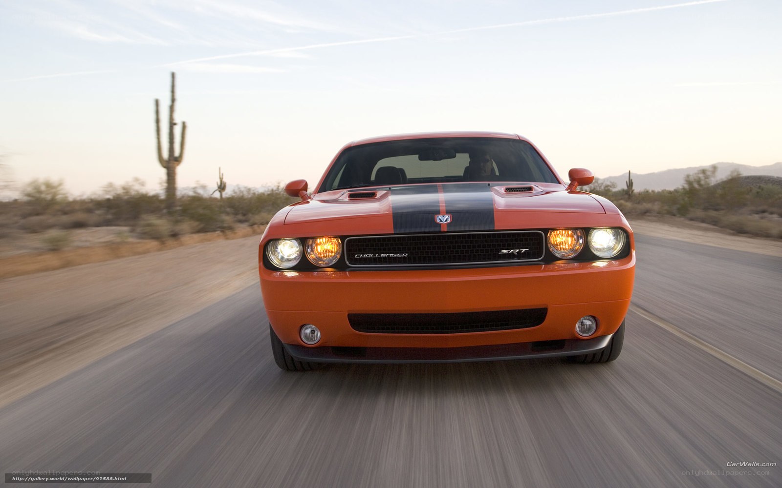 Orange Dodge Challenger SRT in desert