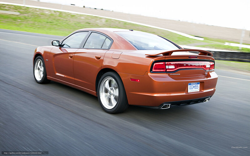 Orange Dodge Charger on track