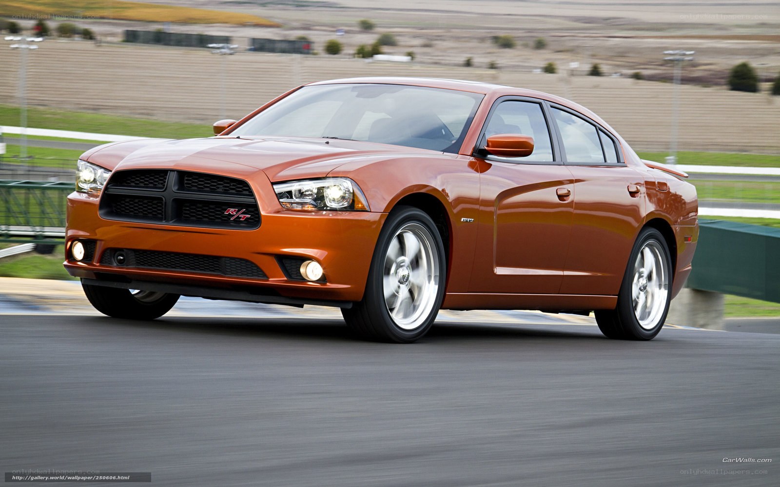 Orange Dodge Charger R/T on track