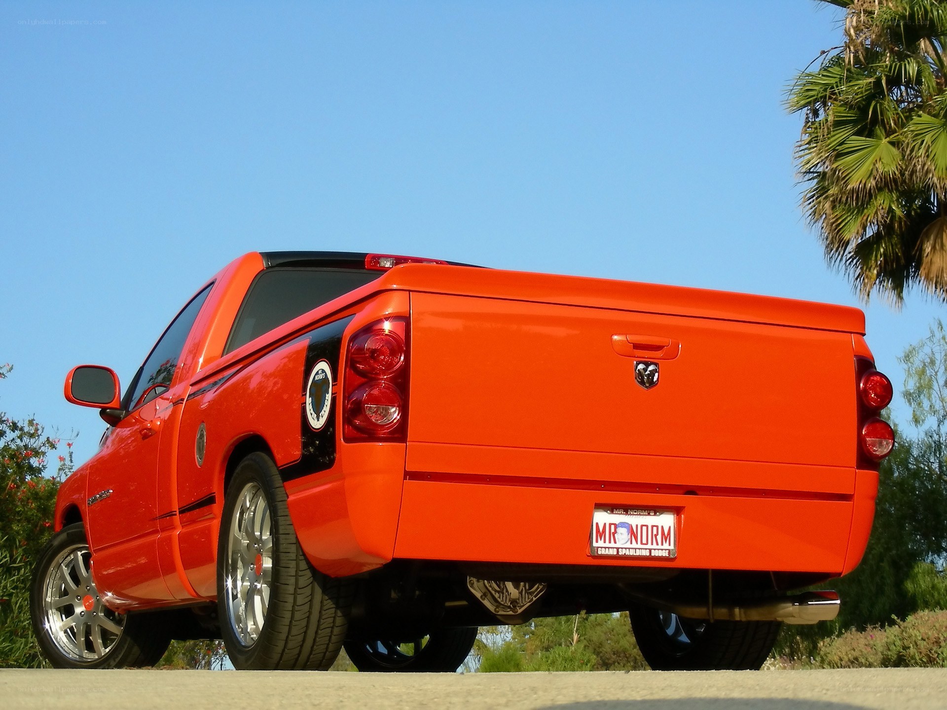 Orange Dodge Ram pickup truck